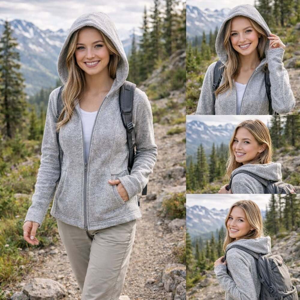 Eddie Bauer Gray Heather Full Zip Fleece Hoodie Jacket Women’s Small